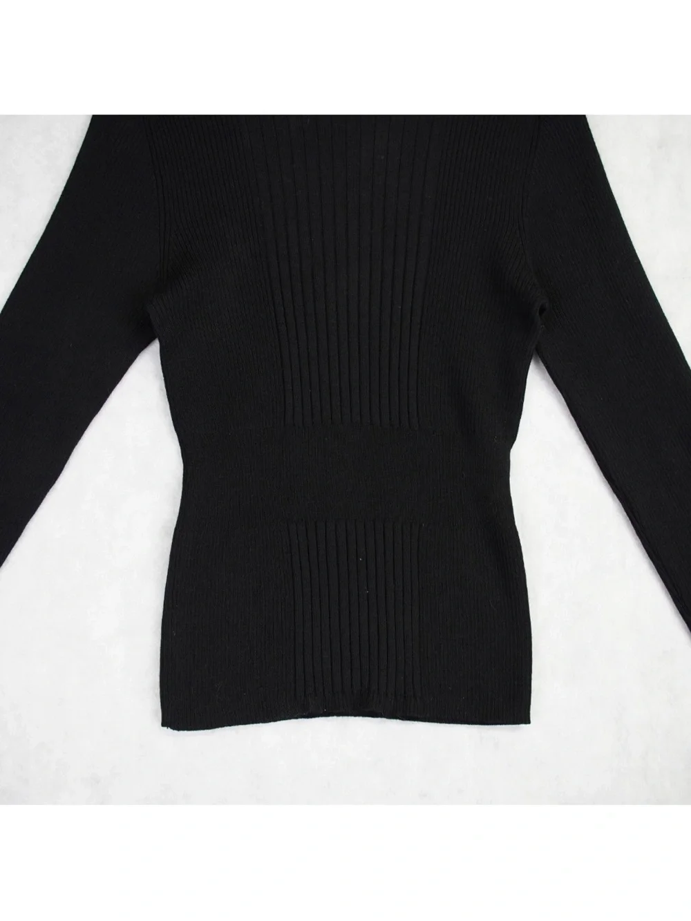 Prada Black Ribbed Knit Turtleneck Sweater Size 44 US Size Medium Luxury Design